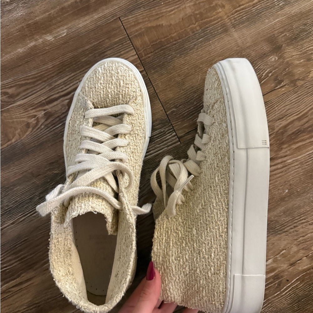 Women's Beige Textured Sneakers